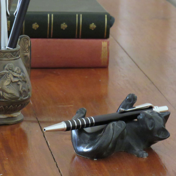 Pen Holder Cat in reconstituted marble