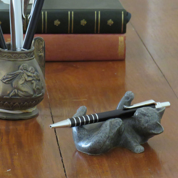 Pen Holder Cat in reconstituted marble