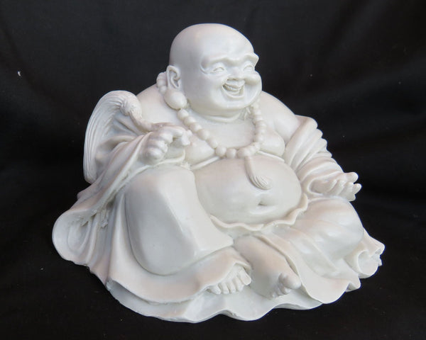Seated Chinese Style, fat bellied Buddha in Reconstituted marble